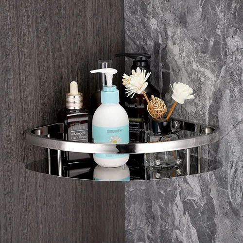 1 Tier Stainless Steel Corner Shelf, chithunzi 3