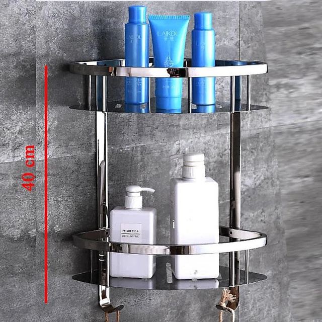 2 Tier Stainless Steel Corner Shelf