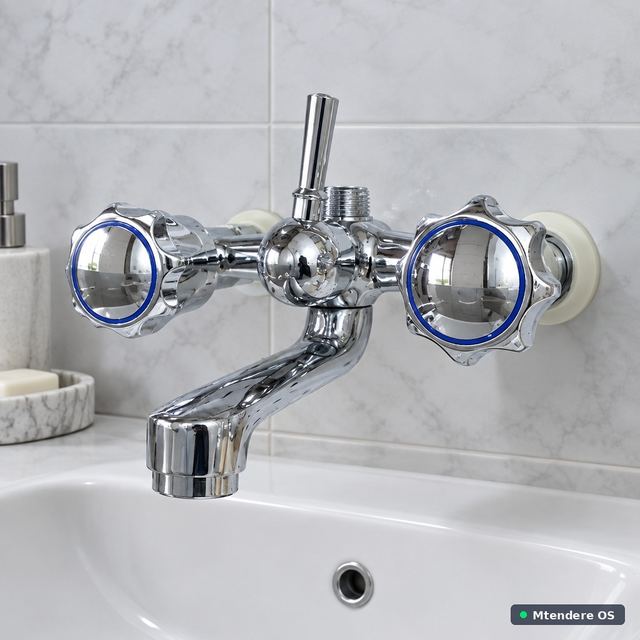 Chrome-Finish Two-Handle Bathroom Mixer Tap