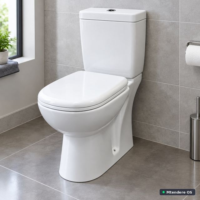 White Close-Coupled Toilet with Seat