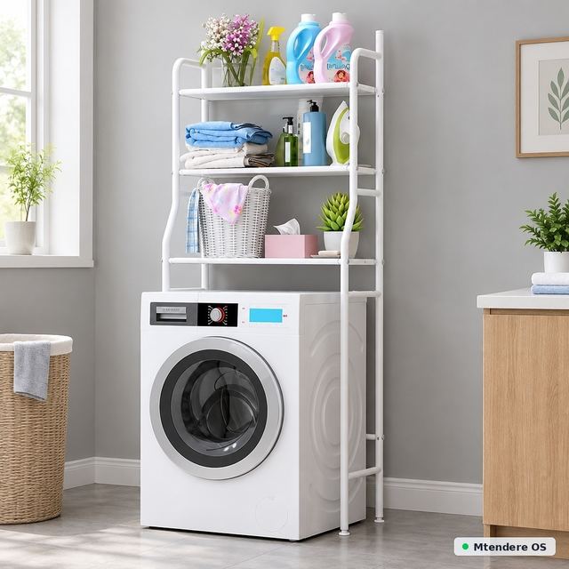 White Over-Washer Storage Rack